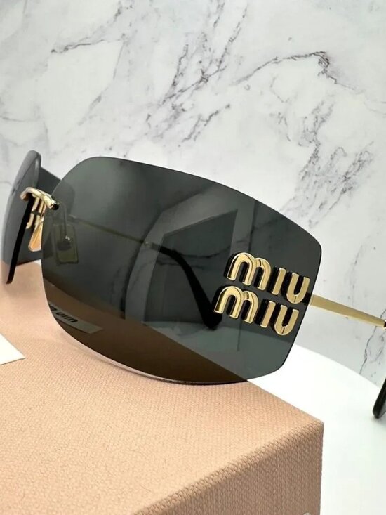 ✨ Miu Miu Rimless Black Sunglasses with Gold Logo main image 12
